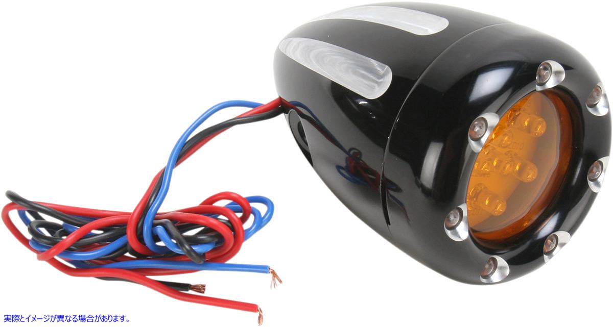 取寄せ ウィンカー - LED - ディープカット - ブラック/アンバー - ホワイトリング アレンネス Turn Signals - LED - Deep Cut - Black/Amber - White Ring 12-765 20400838