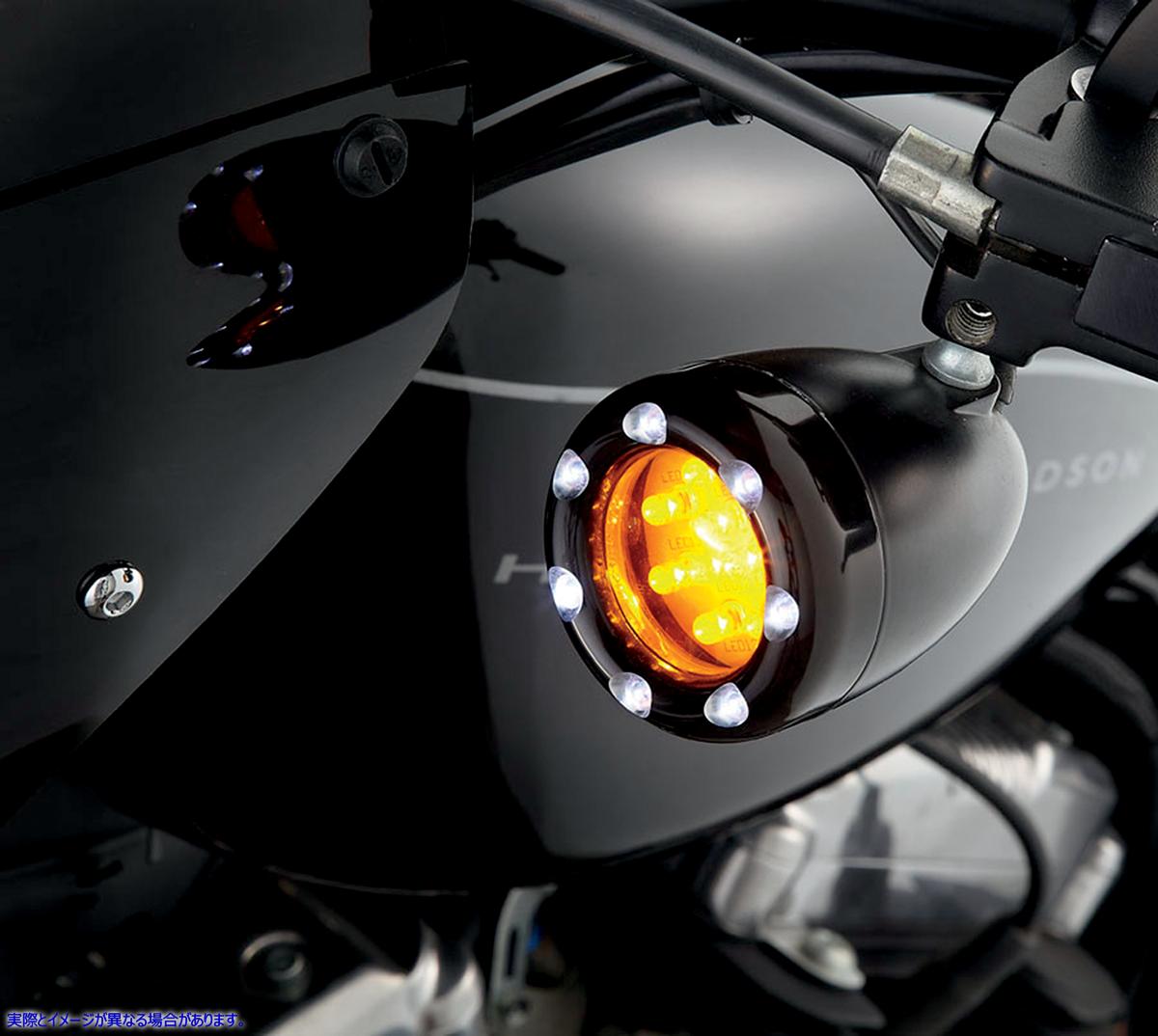 取寄せ 純正ターンシグナルハウジング用LEDライトキット - アンバー/ホワイト - ブラック アレンネス LED Light Kit for Factory Turn Signal Housing - Amber/White - Black 12-759 20400848
