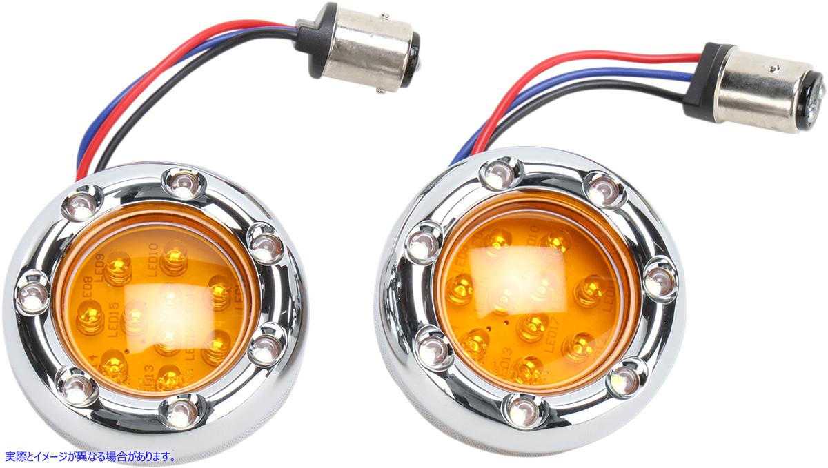 取寄せ 純正ターンシグナルハウジング用LEDライトキット - アンバー/ホワイト - クローム アレンネス LED Light Kit for Factory Turn Signal Housing - Amber/White - Chrome 12-757 20400850