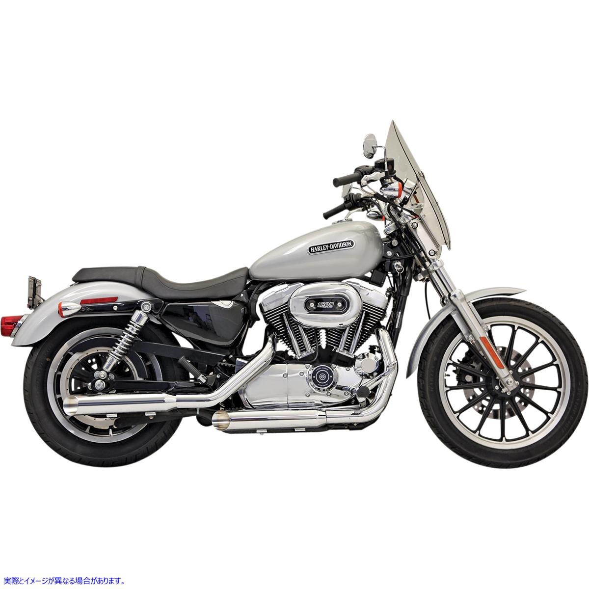 取寄せ 火力シリーズのスリップオンマフラー バッサーニエキゾースト 3 Mufflers - Chrome - Slash-Cut - Sportster '04-'13 1X17F 18010478