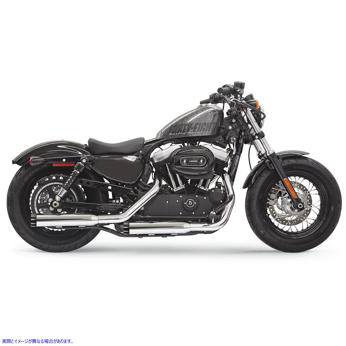 取寄せ 火力シリーズのスリップオンマフラー バッサーニエキゾースト Mufflers - Chrome/Black - Fluted - Sportster 1X27T 18010683