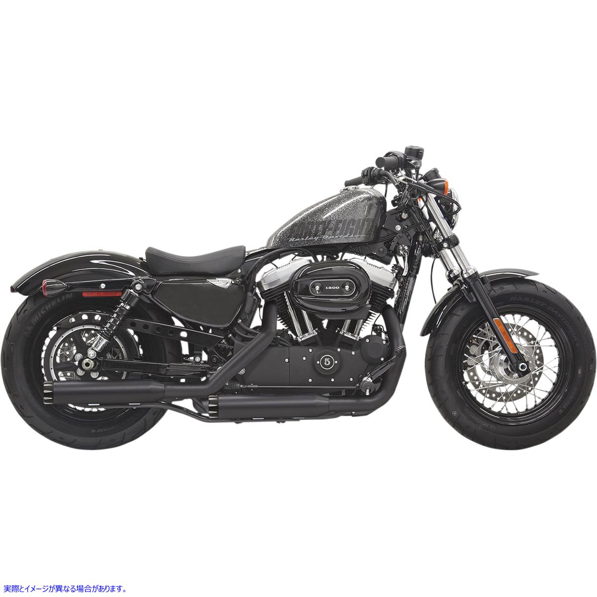 取寄せ 火力シリーズのスリップオンマフラー バッサーニエキゾースト Mufflers - Black - Fluted - Sportster 1X27TB 18010684