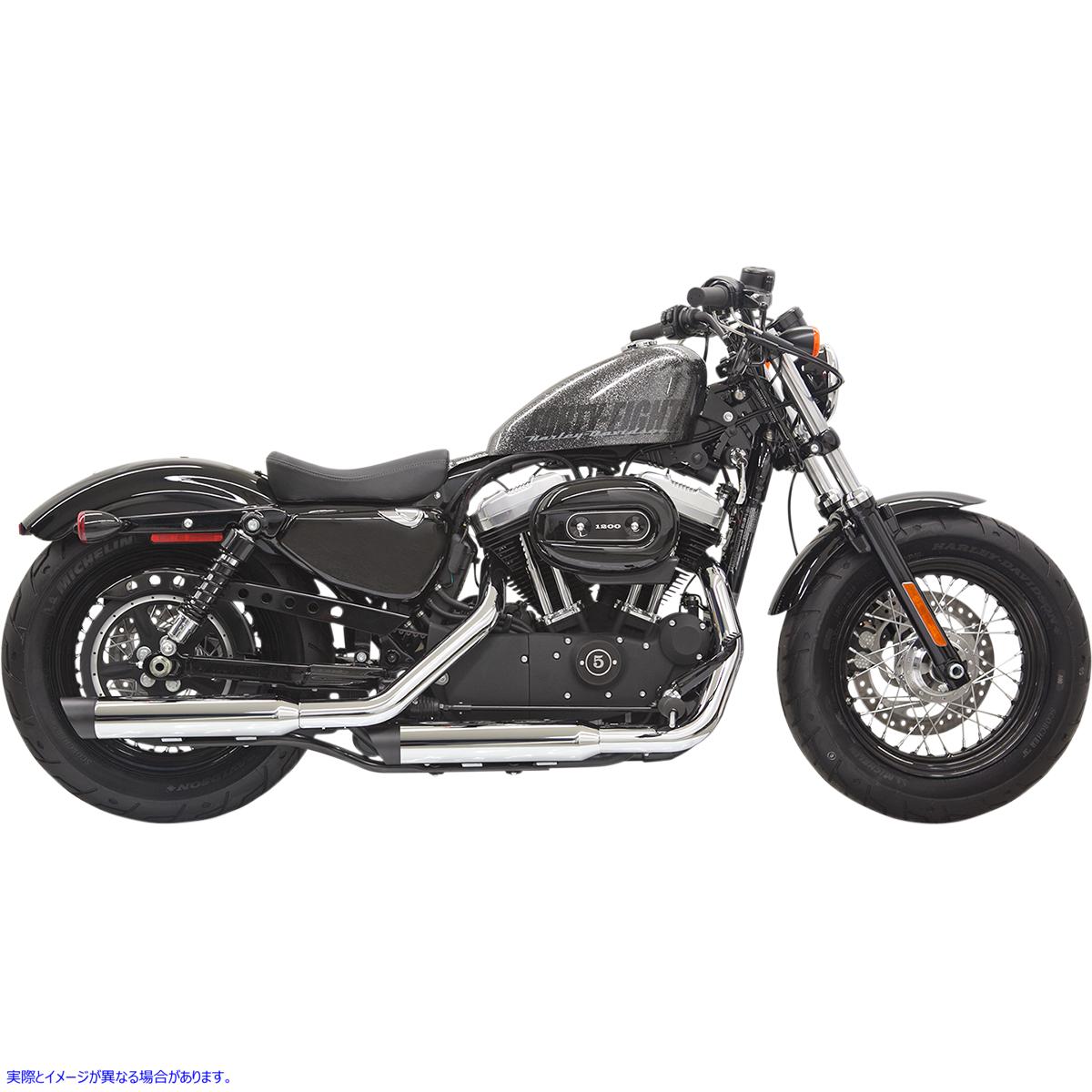 取寄せ 火力シリーズのスリップオンマフラー バッサーニエキゾースト Mufflers - Chrome/Black - Slash-Cut - Sportster 1X27SB 18010685