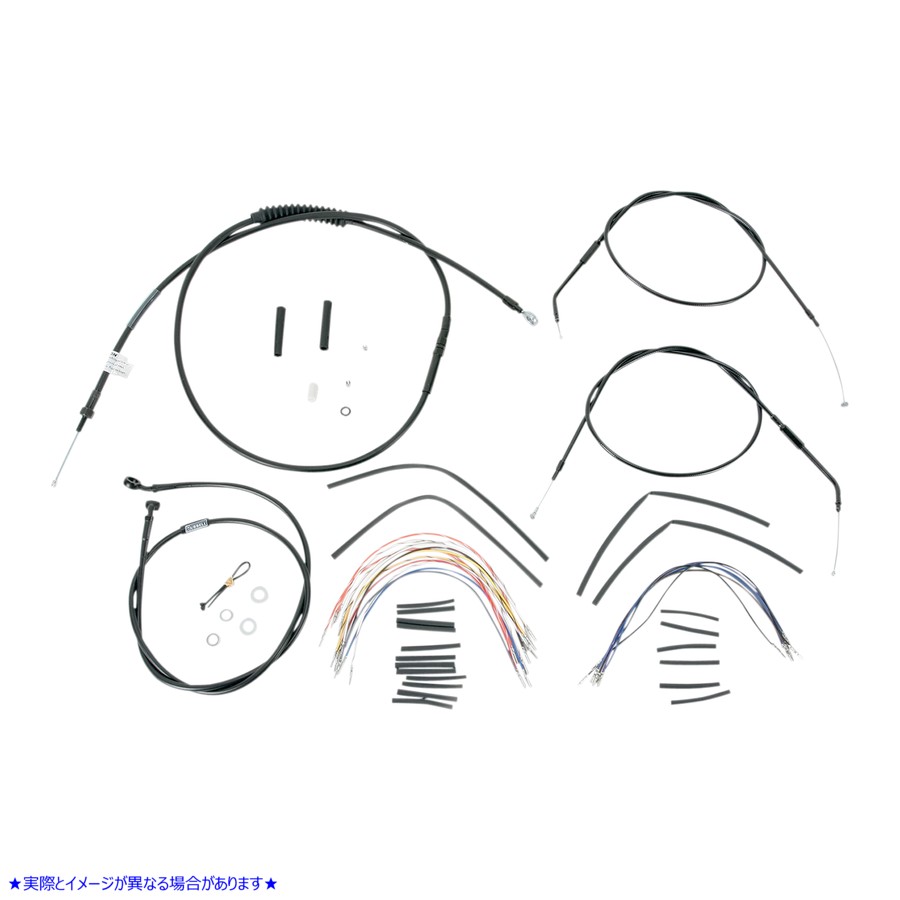 取寄せ エイプハンガーハンドルバー用ブラックビニールハンドルバーケーブル/ラインキット - 14インチ バーリーブランド Complete Black Vinyl Handlebar Cable/Line Kit for Ape Hanger Handlebars - 14 B30-1000 06100265