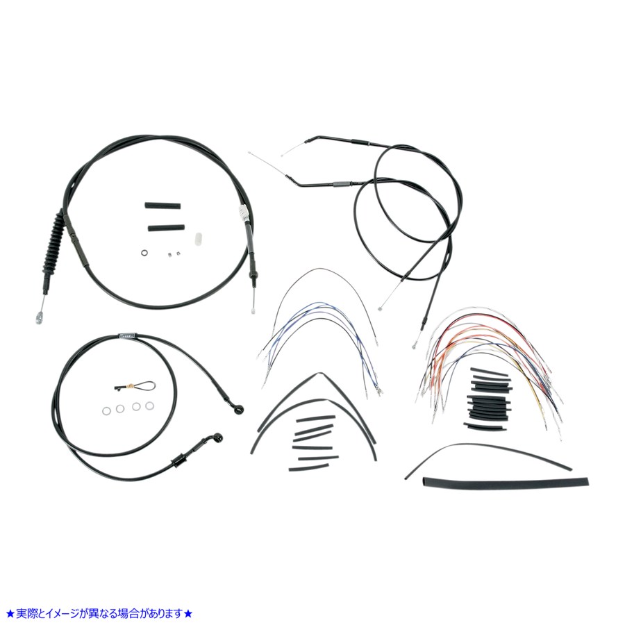 取寄せ エイプハンガーハンドルバー用ブラックビニールハンドルバーケーブル/ラインキット - 16インチ バーリーブランド Complete Black Vinyl Handlebar Cable/Line Kit for Ape Hanger Handlebars - 16 B30-1005 06100272