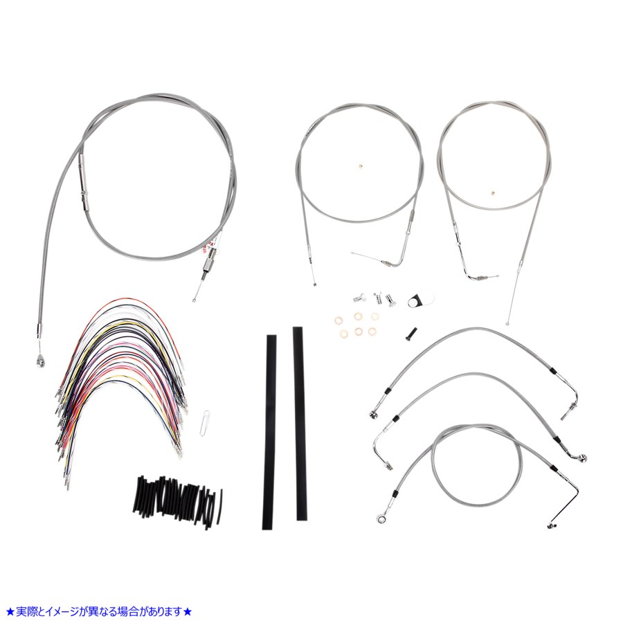 取寄せ コンプリートステンレス編組ハンドルケーブル/ブレーキラインキットを完成させます バーリーブランド Complete Stainless Braided Handlebar Cable/Brake Line Kit - 18 Ape Hanger Handlebars B30-1081 06100733