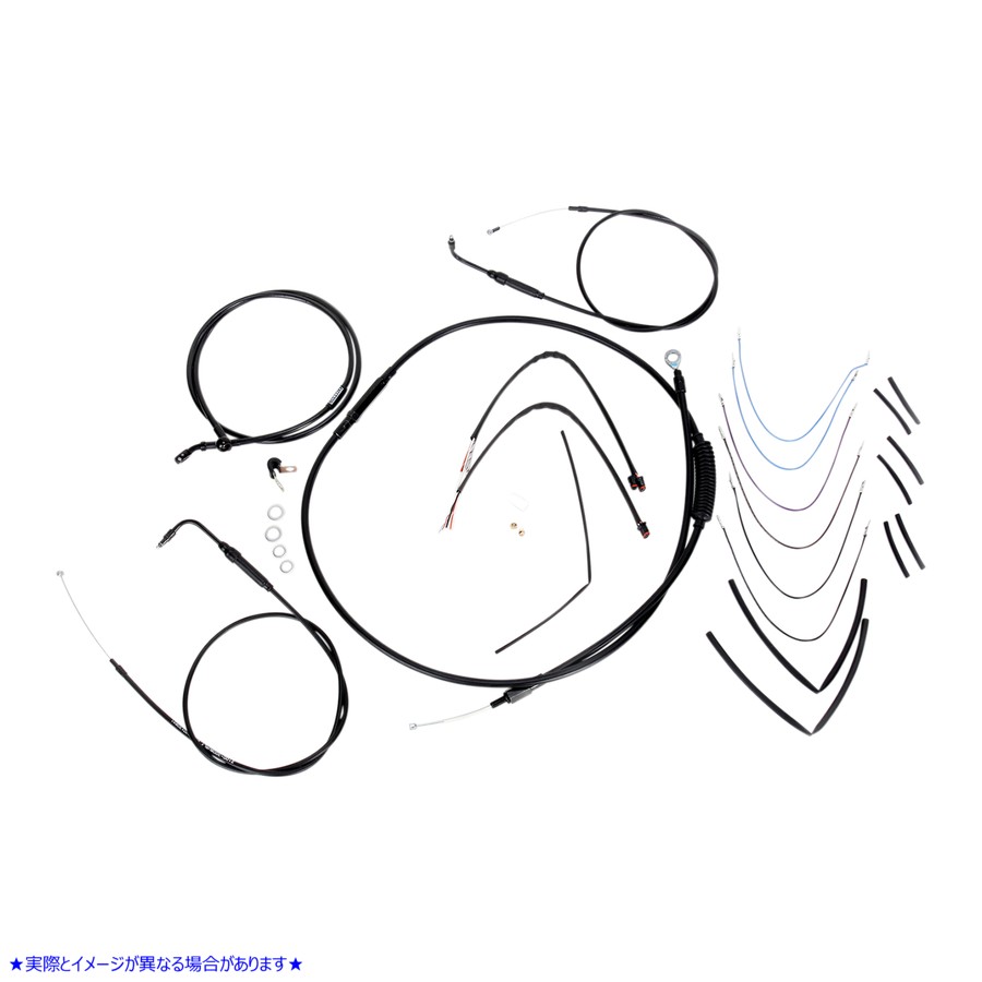 取寄せ エイプハンガーハンドルバー用ブラックビニールハンドルバーケーブル/ラインキット - 14インチ バーリーブランド Complete Black Vinyl Handlebar Cable/Line Kit for Ape Hanger Handlebars - 14 B30-1070 06100755