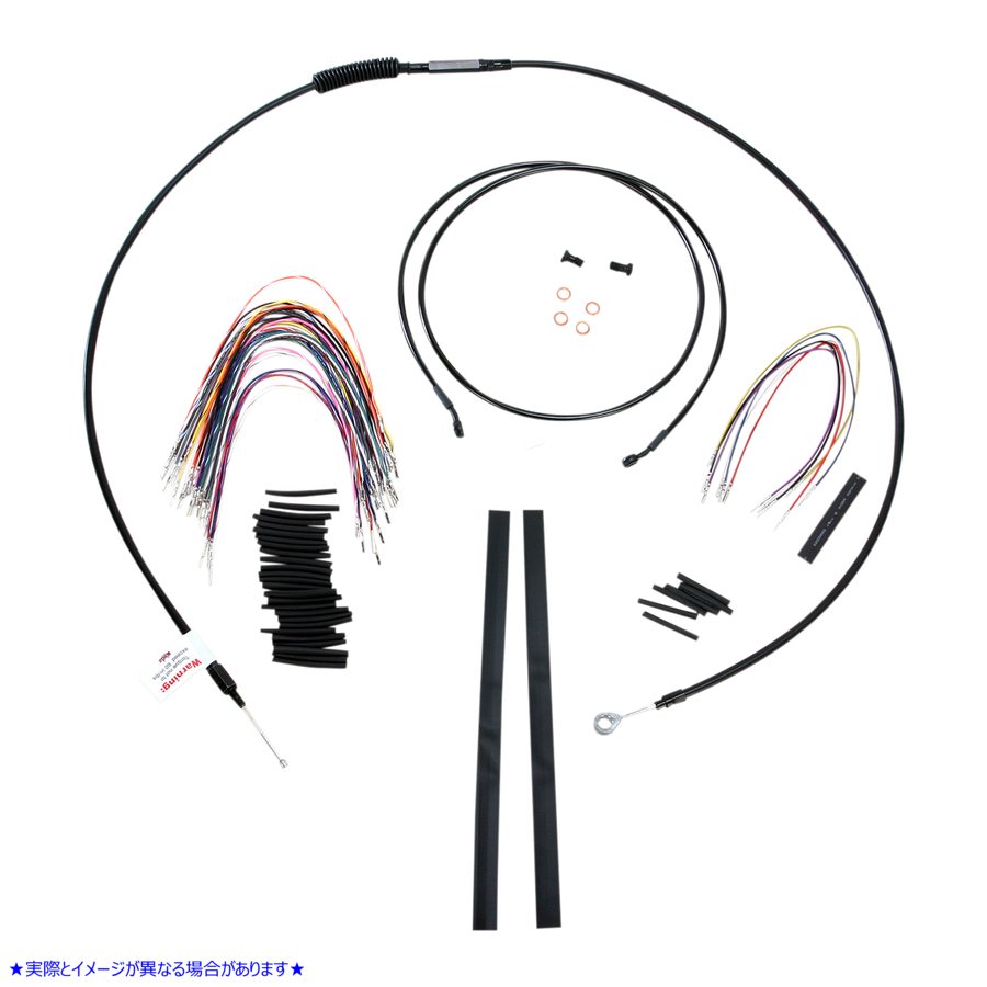 取寄せ エイプハンガーハンドルバー用ブラックビニールハンドルバーケーブル/ラインキット - 15インチ バーリーブランド Complete Black Vinyl Handlebar Cable/Line Kit for Ape Hanger Handlebars - 15 B30-1100 06100761