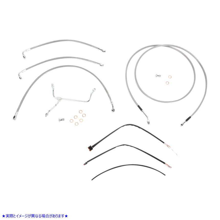 取寄せ コンプリートステンレス編組ハンドルケーブル/ブレーキラインキットを完成させます バーリーブランド Complete Stainless Braided Handlebar Cable/Brake Line Kit - 13 Ape Hanger Handlebars B30-1117 06100818