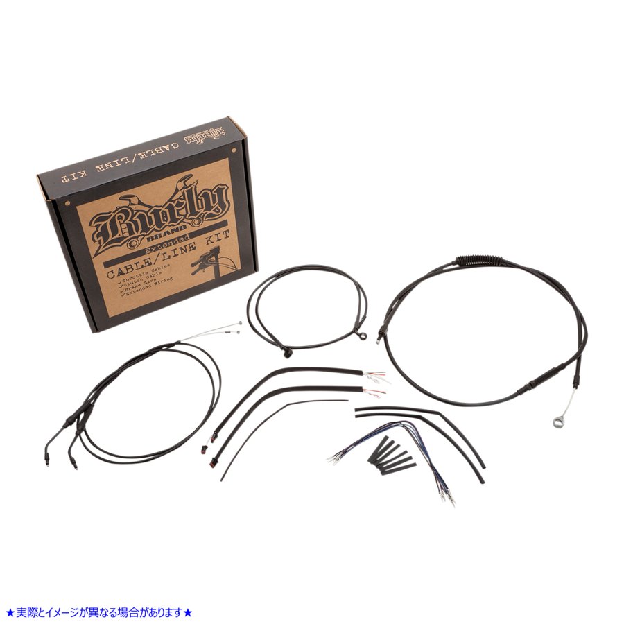 取寄せ エイプハンガーハンドルバー用ブラックビニールハンドルバーケーブル/ラインキット - 14インチ バーリーブランド Complete Black Vinyl Handlebar Cable/Line Kit for Ape Hanger Handlebars - 14 B30-1107 06101657