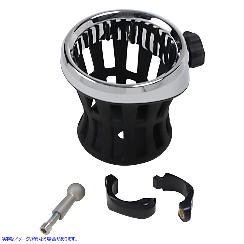 取寄せ ドリンクホルダー - 1-1/4インチ ハンドルバーマウント - クローム/ブラック シロ CIRO Drink Holder - 1-1/4 Handlebar Mount - Chrome/Black 50415 06360024