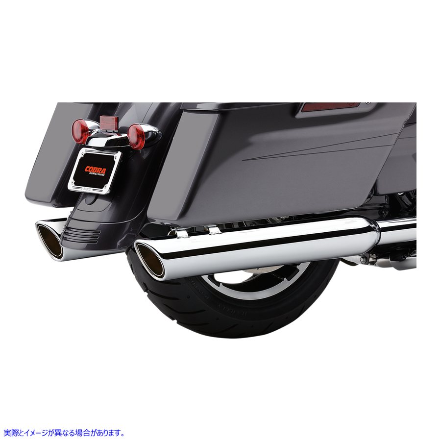 取寄せ 909双子のスリップオンマフラー コブラ 909 4 Mufflers - Chrome - '95-'16 Bagger 6106 18010841