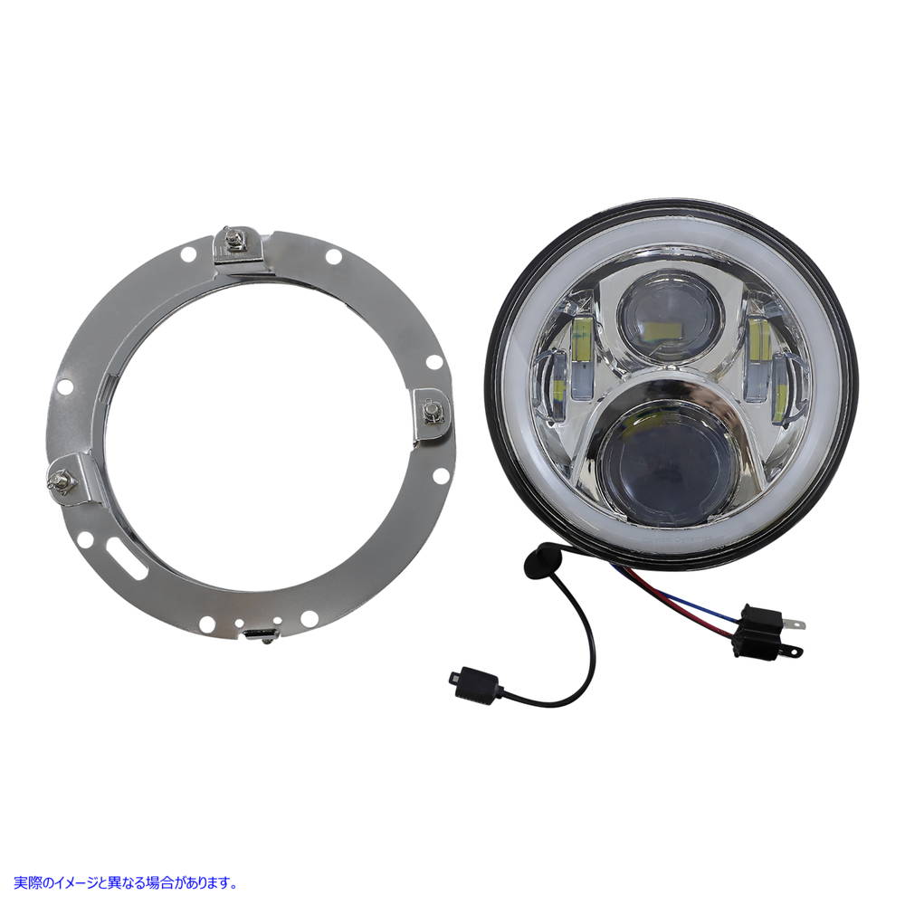 取寄せ 7インチヘッドランプ - 取り付けリング付き - クローム カスタムダイナミクス ProGLOW? 7 Headlamp - with Mounting Ring - Chrome PG-7-13-C 20012424