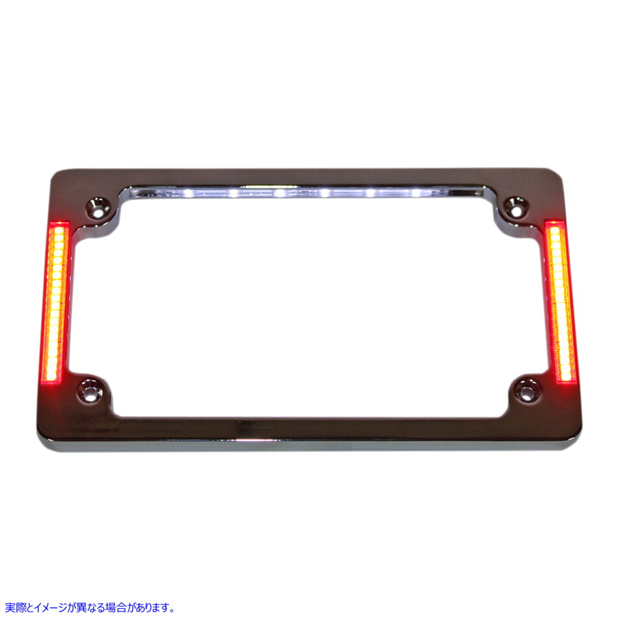 取寄せ LED付きナンバープレートフレーム - フラット - クローム カスタムダイナミクス License Plate Frame with LED - Flat - Chrome TF07-C 20300899