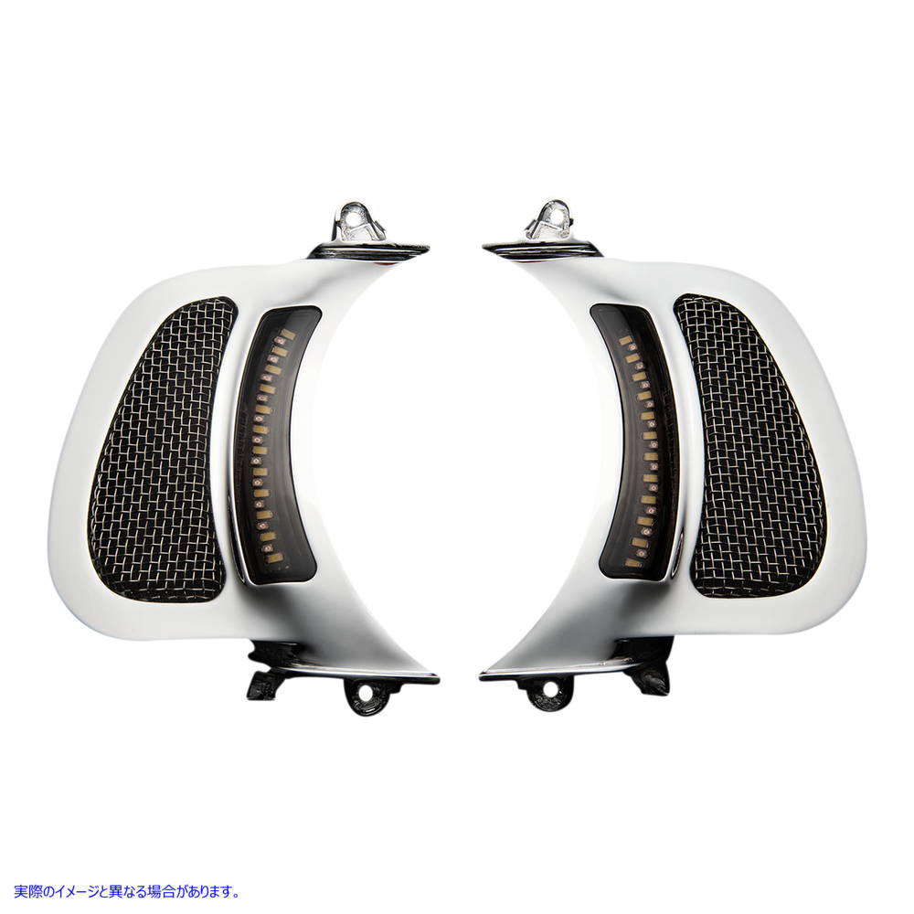 取寄せ LEDベントインサート - アンバー/ホワイト - クローム、ステンレスメッシュ付き カスタムダイナミクス LED Vent Insert - Amber/White - Chrome w/ Stainless Mesh CD-RG-V-AW2-C 20402814