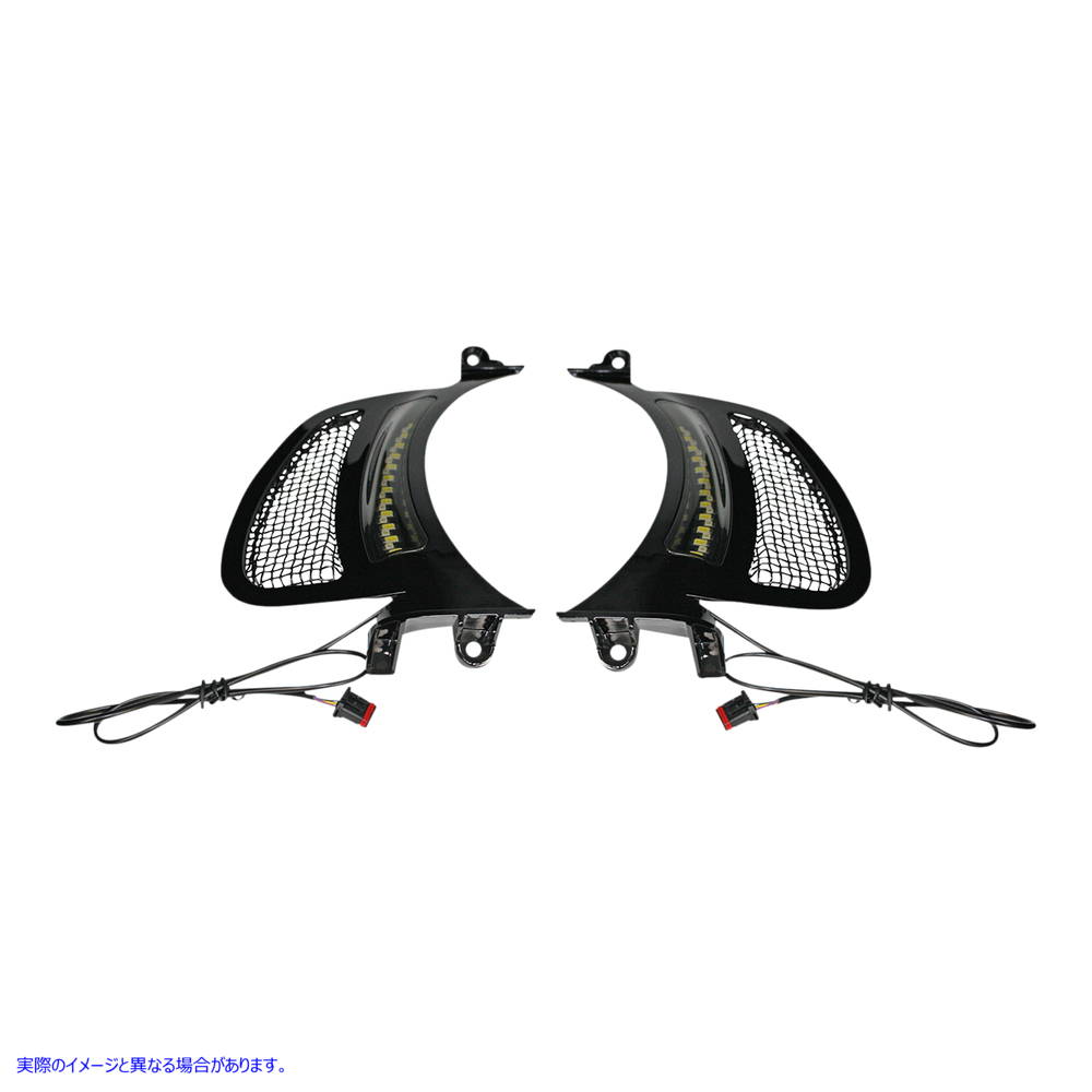 取寄せ LEDベントインサート - アンバー/ホワイト - ブラックメッシュ付きブラック カスタムダイナミクス LED Vent Insert - Amber/White - Black w/ Black Mesh CD-RG-V-AW2-BB 20402815