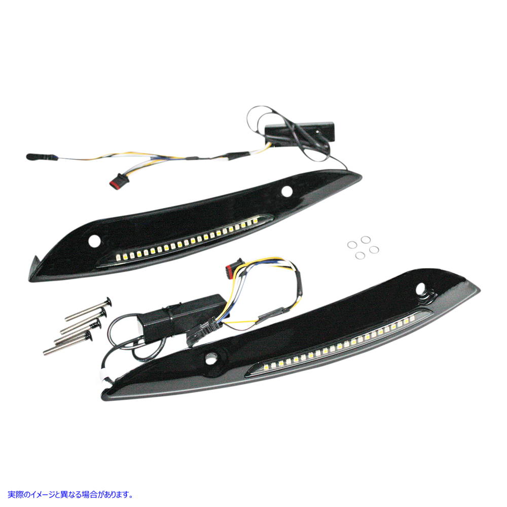 取寄せ フロントガラストリム - シーケンシャルターンシグナル - ブラック カスタムダイナミクス Windshield Trim - Sequential Turn Signal - Black CD-RG-SWT-AW2-B 20402818