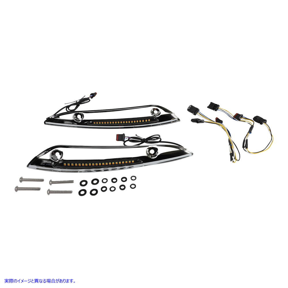 取寄せ フロントガラストリム - シーケンシャルターンシグナル - クローム カスタムダイナミクス Windshield Trim - Sequential Turn Signal - Chrome CD-RG-SWT-AW2-C 20402819