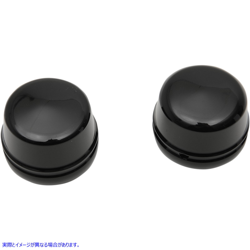 取寄せ 車軸キャップ ドラッグスペシャリティーズ Axle Caps - Black - Front - '00-'07 FLT 0214-1234 02141234