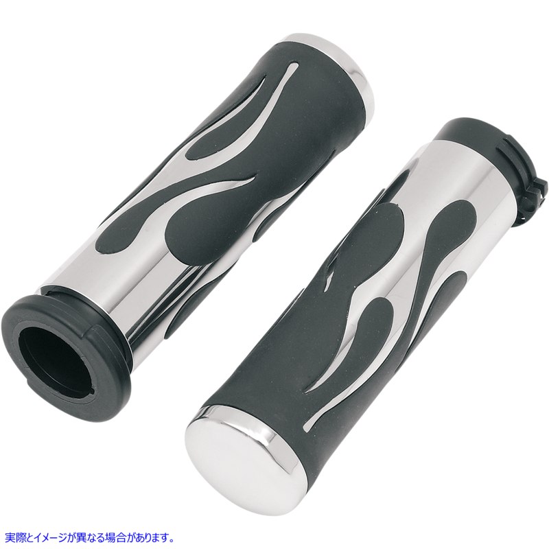 取寄せ グリップ - フレイム - クローム ドラッグスペシャリティーズ Grips - Flamed - Chrome 0630-0268 06300268