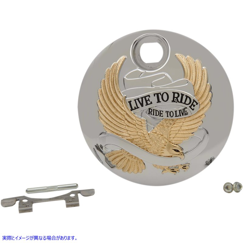 取寄せ 「Live to Ride」コンソールドア - クロームとゴールド ドラッグスペシャリティーズ Live to Ride Console Door - Chrome with Gold 0703-0804 07030804