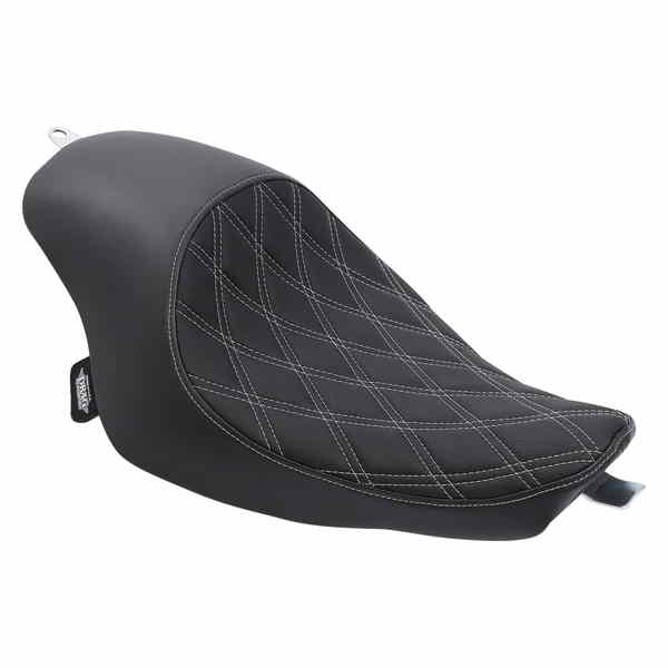 取寄せ 3/4低ソロシート - ダブルダイヤモンド ドラッグスペシャリティーズ 3/4 Solo Seat - Double Diamond - Black w/ Silver Stitching - XL '04-'22 0804-0745 08040745