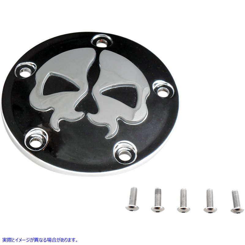 取寄せ スプリットスカルポイントカバー ドラッグスペシャリティーズ Points Cover - Black - Chrome Skull - 5 Hole - Twin Cam 0940-1613 09401613