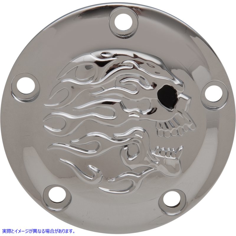 取寄せ フレイムのポイントカバー ドラッグスペシャリティーズ Flame Skull Points Cover - Chrome - Twin Cam 0940-1885 09401885