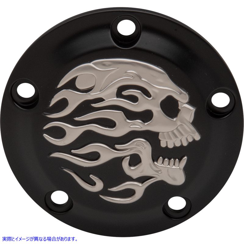 取寄せ フレイムのポイントカバー ドラッグスペシャリティーズ Flame Skull Points Cover - Black - Twin Cam 0940-1886 09401886