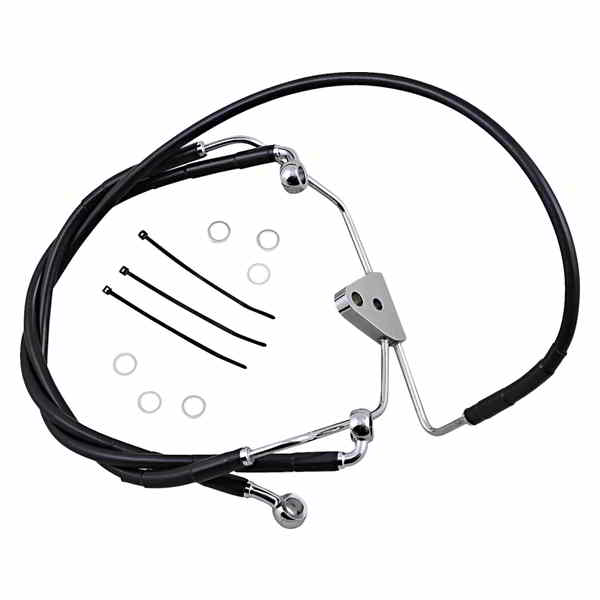 取寄せ ブレーキライン - フロント - ブラック - +6インチ ドラッグスペシャリティーズ Brake Line - Front - Black - +6 1741-2511 17412511