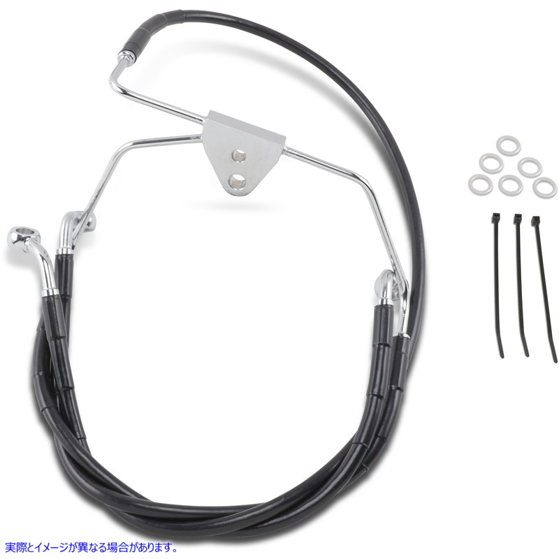 取寄せ ブレーキライン - フロント - ブラック - +4インチ - FLH 96-07 ドラッグスペシャリティーズ Brake Line - Front - Black - +4 - FLH '96-'07 1741-2516 17412516