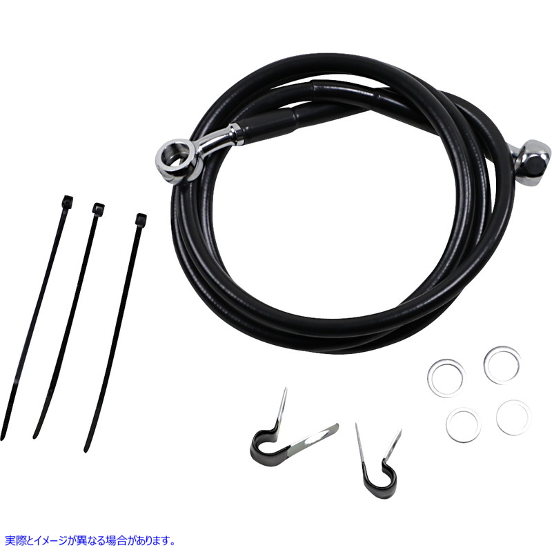 取寄せ ブレーキライン - フロント - ブラック - +2インチ - 99-07 FXST ドラッグスペシャリティーズ Brake Line - Front - Black - +2 - '99-'07 FXST 1741-2545 17412545
