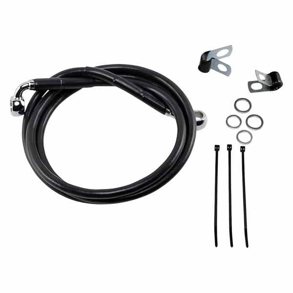 取寄せ ブレーキライン - フロント - ブラック - +6インチ - 99-07 FXST ドラッグスペシャリティーズ Brake Line - Front - Black - +6 - '99-'07 FXST 1741-2547 17412547
