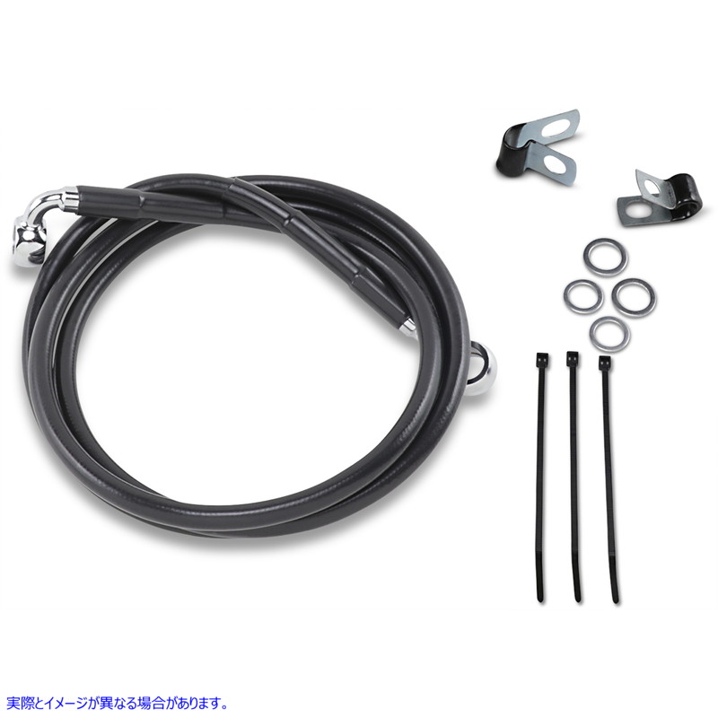 取寄せ ブレーキライン - フロント - ブラック - +8インチ - 99-07 FXST ドラッグスペシャリティーズ Brake Line - Front - Black - +8 - '99-'07 FXST 1741-2548 17412548