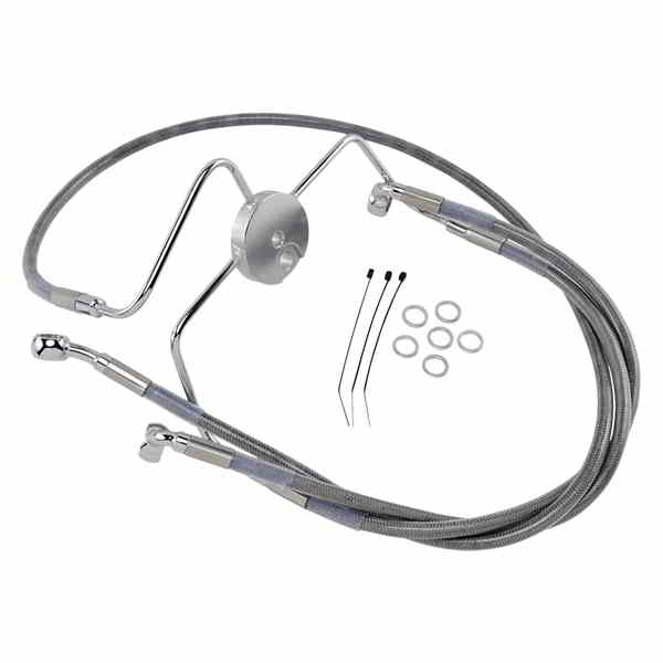 取寄せ ブレーキライン - フロント - +10インチ - ステンレススチール ドラッグスペシャリティーズ Brake Line - Front - +10 - Stainless Steel 1741-2638 17412638