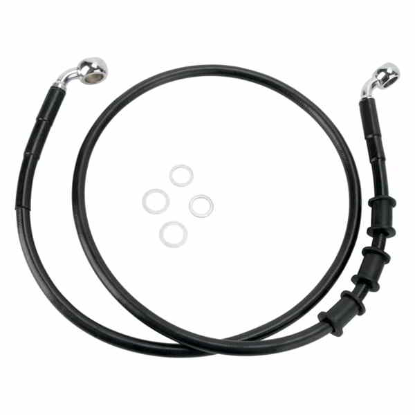 取寄せ ブレーキライン - フロント - ブラック - +4インチ ドラッグスペシャリティーズ Brake Line - Front - Black - +4 1741-2848 17412848