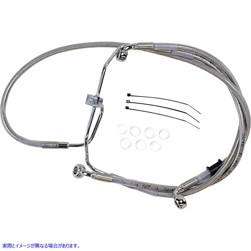 取寄せ ブレーキライン - +8インチ - ステンレススチール - FXDF 08-17 ドラッグスペシャリティーズ Brake Line - +8 - Stainless Steel - FXDF '08-'17 1741-2904 17412904