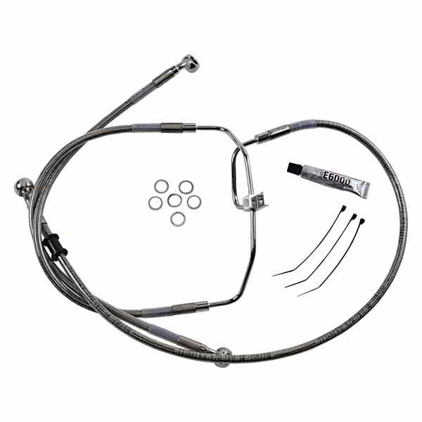 取寄せ ブレーキライン - +10インチ - ステンレススチール - FXDF 08-17 ドラッグスペシャリティーズ Brake Line - +10 - Stainless Steel - FXDF '08-'17 1741-2905 17412905