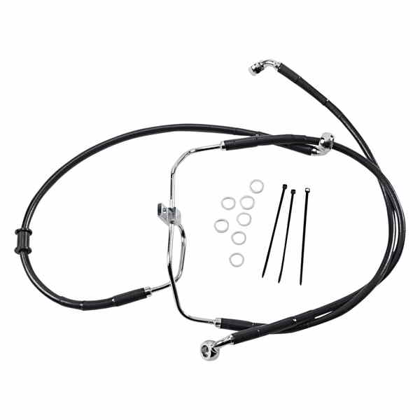 取寄せ ブレーキライン - フロント - ブラック - +2インチ - FXDF 08-17 ドラッグスペシャリティーズ Brake Line - Front - Black - +2 - FXDF '08-'17 1741-2907 17412907