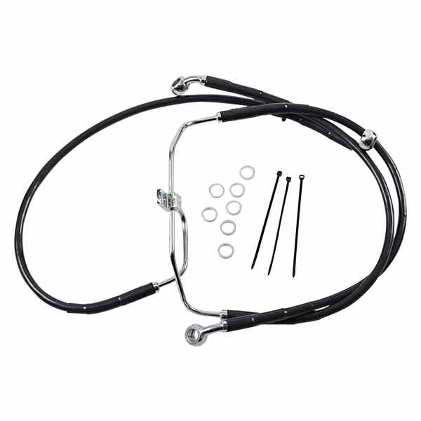 取寄せ ブレーキライン - フロント - ブラック - +4インチ - FXDF 08-17 ドラッグスペシャリティーズ Brake Line - Front - Black - +4 - FXDF '08-'17 1741-2908 17412908