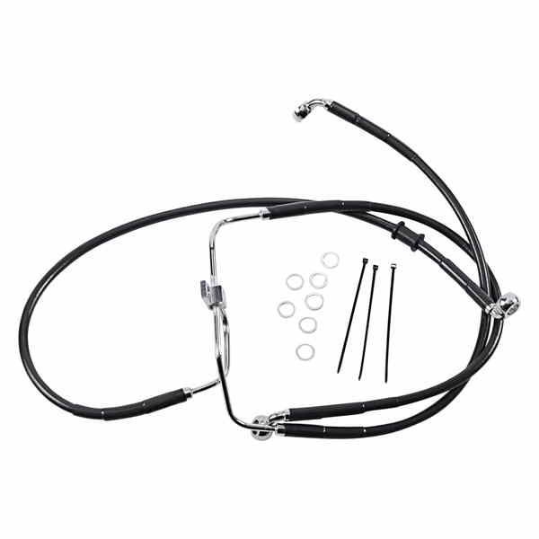 取寄せ ブレーキライン - フロント - ブラック - +6インチ - FXDF 08-17 ドラッグスペシャリティーズ Brake Line - Front - Black - +6 - FXDF '08-'17 1741-2909 17412909