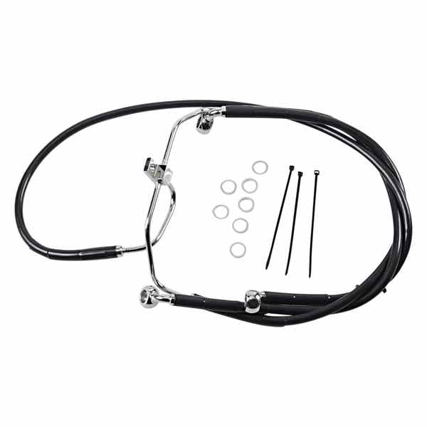 取寄せ ブレーキライン - フロント - ブラック - +10インチ - FXDF 08-17 ドラッグスペシャリティーズ Brake Line - Front - Black - +10 - FXDF '08-'17 1741-2911 17412911