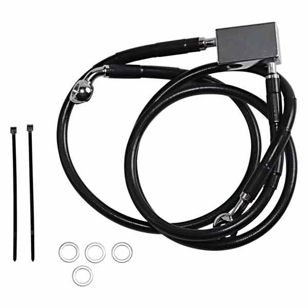 取寄せ ブレーキライン - リア - ブラック - +3インチ - ソフテイル 00-03 ドラッグスペシャリティーズ Brake Line - Rear - Black - +3 - Softail '00-'03 1741-2952 17412952