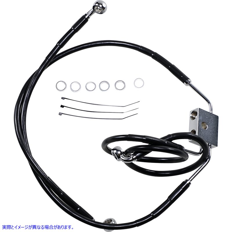 取寄せ ブレーキライン - フロント - ブラック - +6インチ - FXDF 12-17 ドラッグスペシャリティーズ Brake Line - Front - Black - +6 - FXDF '12-'17 1741-3828 17413828