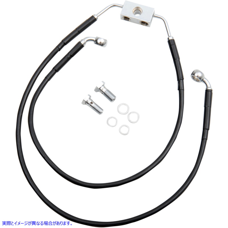 取寄せ ブレーキライン - フロント - ブラック - +4インチ ドラッグスペシャリティーズ Brake Line - Front - Black - +4 1741-3838 17413838