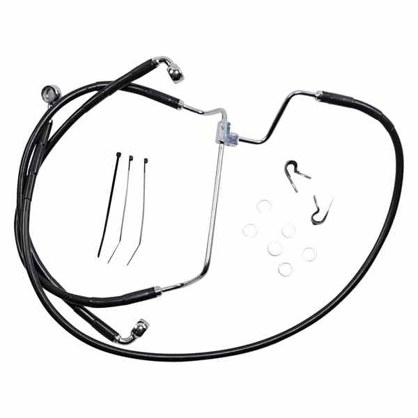 取寄せ ブレーキライン - フロント - ブラック - +4インチ ドラッグスペシャリティーズ Brake Line - Front - Black - +4 1741-3978 17413978