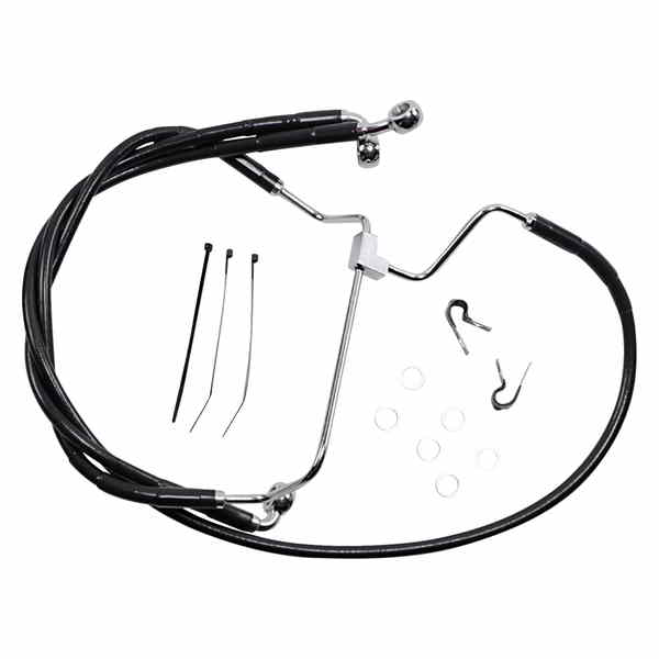 取寄せ ブレーキライン - フロント - ブラック - +6インチ ドラッグスペシャリティーズ Brake Line - Front - Black - +6 1741-3980 17413980