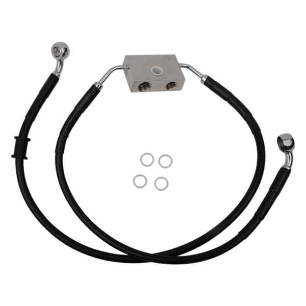 取寄せ ブレーキライン - フロント - +4インチ - ブラック - XL ドラッグスペシャリティーズ Brake Line - Front - +4 - Black - XL 1741-5305 17415305