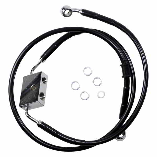 取寄せ ブレーキライン - フロント - +12インチ - ブラック - XL ドラッグスペシャリティーズ Brake Line - Front - +12 - Black - XL 1741-5313 17415313