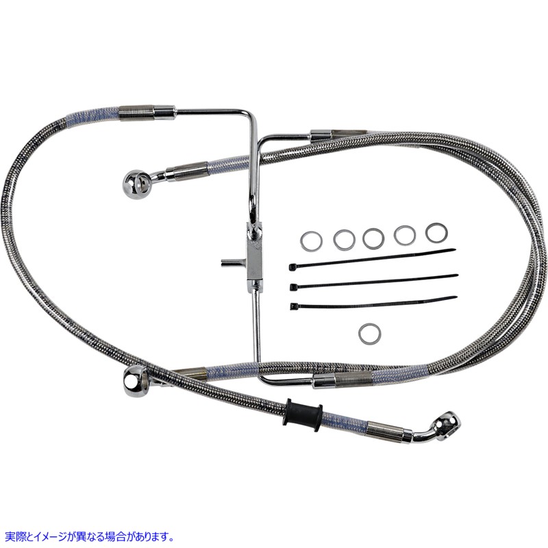 取寄せ ブレーキライン - +4インチ - ステンレススチール - XL ドラッグスペシャリティーズ Brake Line - +4 - Stainless Steel - XL 1741-5847 17415847